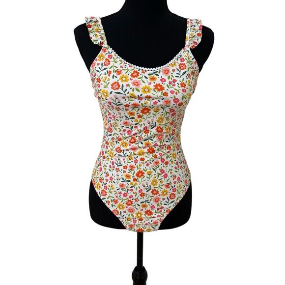 Floral Ruffle Strap Lined One-Piece Swimsuit Small - Picture 1 of 4